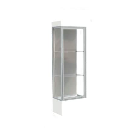 Waddell Display Case Of Ghent Edge Lighted Floor Case, Harbor Back, Satin Frame, 12" Frosty White Base, 24"W x 76"H x 20"D 93LFHB-SN-FW